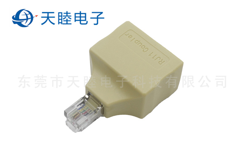 RJ11连接器 2PIN带屏蔽电话公转母转接头 高清图片